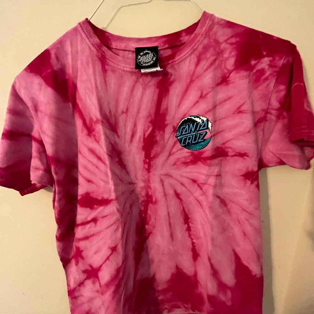 Santa Cruz Kids Wave Dot Pink Tie Dye T-Shirt